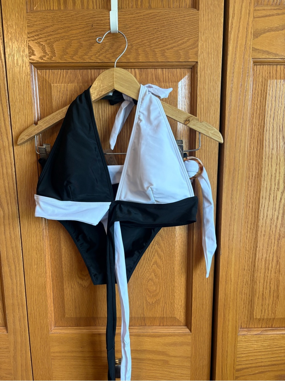 Cupshe Black and White Colorblock Bikini Set